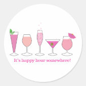 Happy Hour Runder Aufkleber (Vorderseite)