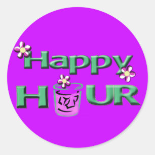 Happy Hour Runder Aufkleber