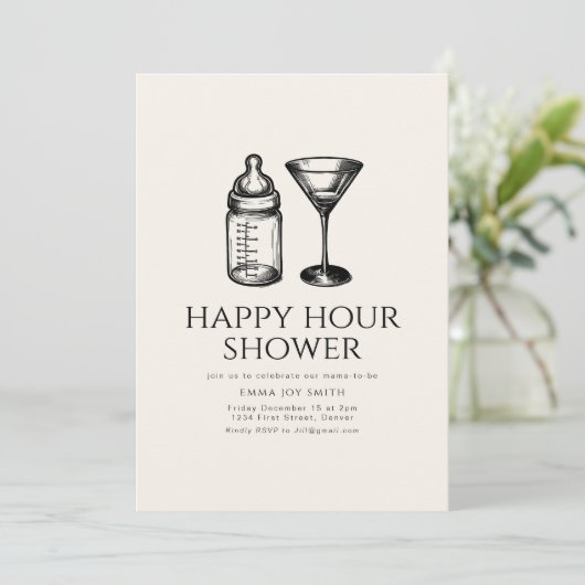 Happy Hour Shower Baby Dusche Party laden Einladung (Stehend Vorderseite)