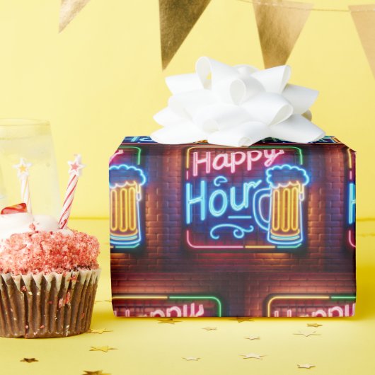 Happy Hour Sign On Brick Geschenkpapier (Geburtstagsparty)