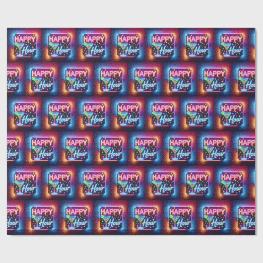 Happy Hour Sign On Rainbow Brick Geschenkpapier (Flach)