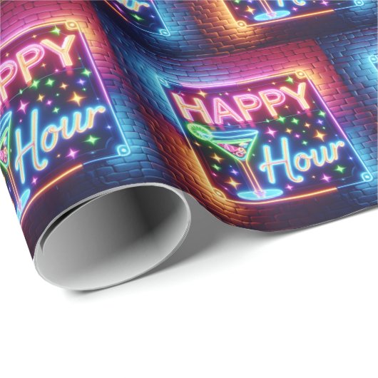 Happy Hour Sign On Rainbow Brick Geschenkpapier (Rolleneckpunkt)