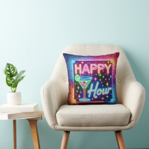 Happy Hour Sign On Rainbow Brick Kissen