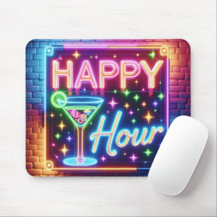 Happy Hour Sign On Rainbow Brick Mousepad