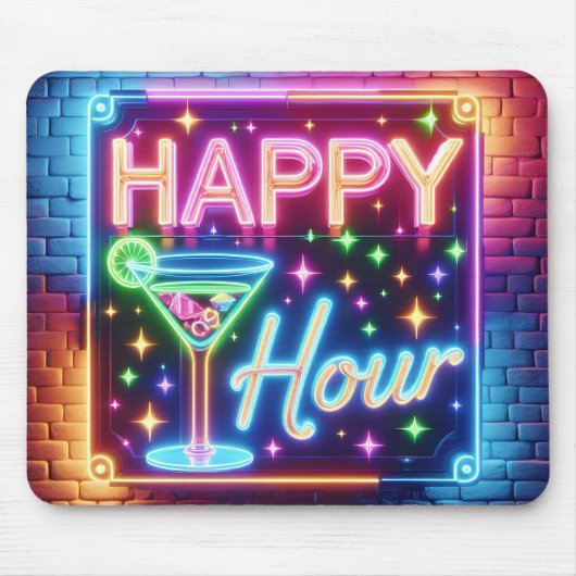 Happy Hour Sign On Rainbow Brick Mousepad (Vorne)