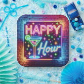 Happy Hour Sign On Rainbow Brick Pappteller (Party)