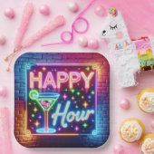 Happy Hour Sign On Rainbow Brick Pappteller (Party)