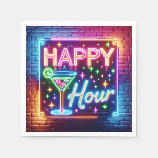Happy Hour Sign On Rainbow Brick Serviette (Vorderseite)