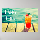 Happy Hour Slogan Retro Cocktail Sonnenuntergang P Poster (Vorne)