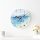 Happy Hour Somewhere Tropical Cocktail Watercolor Große Wanduhr (Zuhause)