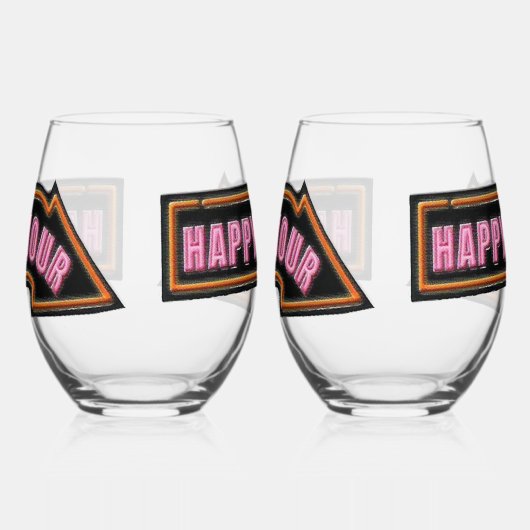 Happy Hour Stemless Wine Glasses Weinglas Ohne Stiel (Links)