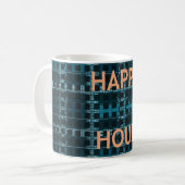 Happy Hour Text Blau Vektor Kunst Druck Kaffeetasse (Vorderseite Links)