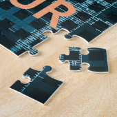 Happy Hour Text Blau Vektor Kunst Druck Puzzle (Seite)