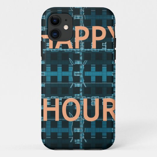 Happy Hour Text Blue Vector Art Print Case-Mate iPhone Hülle (Rückseite)