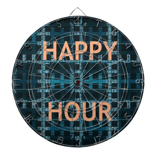 Happy Hour Text Blue Vector Art Print Dartscheibe (vorne)