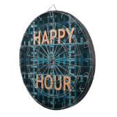 Happy Hour Text Blue Vector Art Print Dartscheibe (Vorderseite rechts)