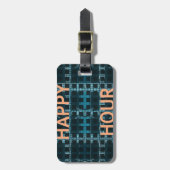 Happy Hour Text Blue Vector Art Print Gepäckanhänger (Vorderseite vertikal)