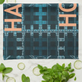 Happy Hour Text Blue Vector Art Print Geschirrtuch (Gefaltet)