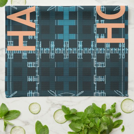 Happy Hour Text Blue Vector Art Print Geschirrtuch (Gefaltet)