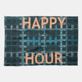 Happy Hour Text Blue Vector Art Print Geschirrtuch (Horizontal)