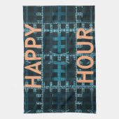 Happy Hour Text Blue Vector Art Print Geschirrtuch (Vertikal)