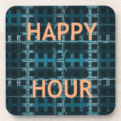 Happy Hour Text Blue Vector Art Print Getränkeuntersetzer (Vorderseite)