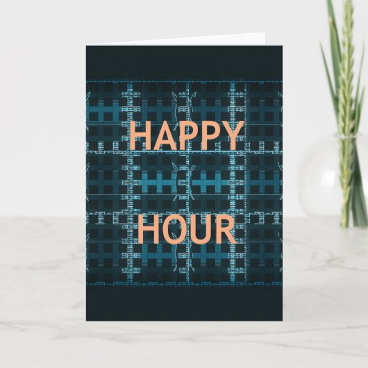 Happy Hour Text Blue Vector Art Print Karte (Vorderseite)