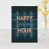 Happy Hour Text Blue Vector Art Print Karte (Gelbe Blume)
