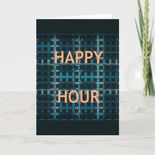 Happy Hour Text Blue Vector Art Print Karte