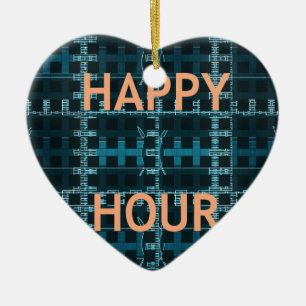 Happy Hour Text Blue Vector Art Print Keramikornament