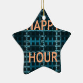 Happy Hour Text Blue Vector Art Print Keramikornament (Rechts)
