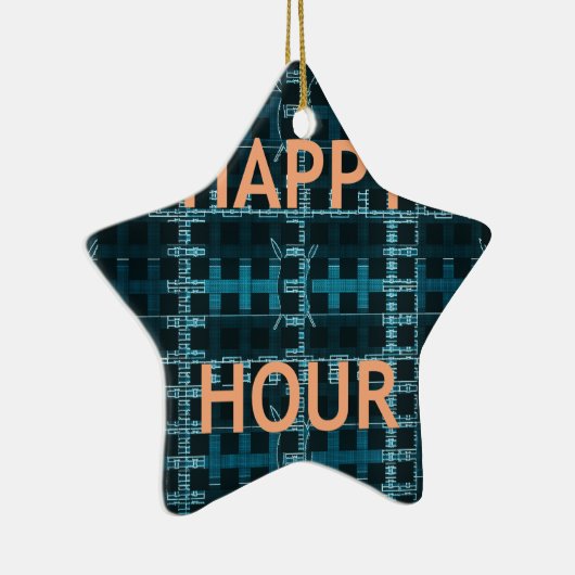 Happy Hour Text Blue Vector Art Print Keramikornament (Rechts)