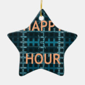 Happy Hour Text Blue Vector Art Print Keramikornament (Vorne)