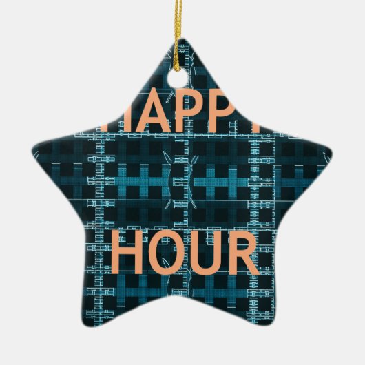 Happy Hour Text Blue Vector Art Print Keramikornament (Vorne)