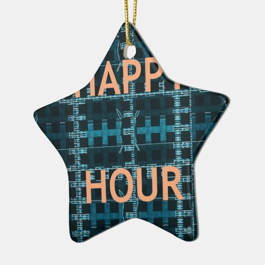 Happy Hour Text Blue Vector Art Print Keramikornament (Links)