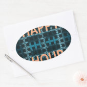 Happy Hour Text Blue Vector Art Print Ovaler Aufkleber (Umschlag)