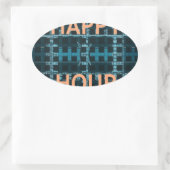 Happy Hour Text Blue Vector Art Print Ovaler Aufkleber (Tasche)