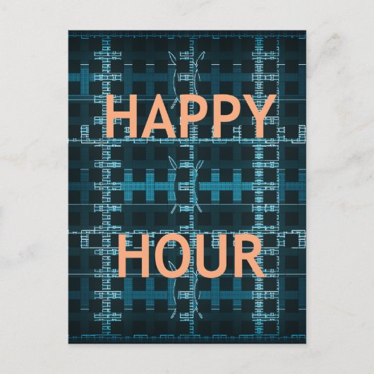Happy Hour Text Blue Vector Art Print Postkarte (Vorderseite)