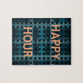 Happy Hour Text Blue Vector Art Print Puzzle (Horizontal)