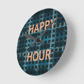 Happy Hour Text Blue Vector Art Print Runde Wanduhr (Winkel)
