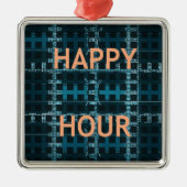 Happy Hour Text Blue Vector Art Print Silbernes Ornament (Vorne)