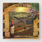 Happy Hour Weinroute Mendrisiotto Quadratische Wanduhr (Vorderseite)