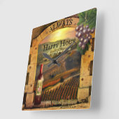 Happy Hour Weinroute Mendrisiotto Quadratische Wanduhr (Winkel)