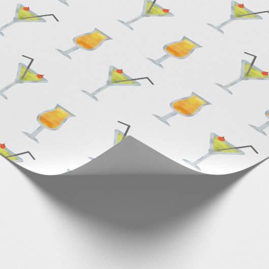 Happy Hour Whimsical Martinis und Cocktails Patter Geschenkpapier (Ecke)