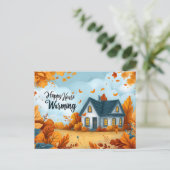 Happy House Erwärmung Postcard Feiertagspostkarte (Stehend Vorderseite)
