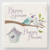 Happy House Happy House Cartoon Love Birds Steinuntersetzer (Vorderseite)