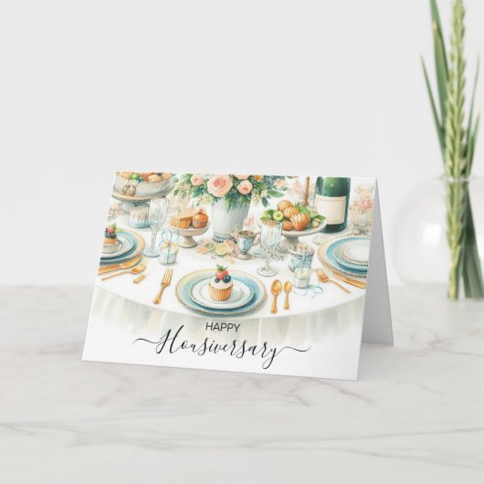 Happy House Jubiläum Echte Anwesen Dinner Room Car Karte (Vorderseite)