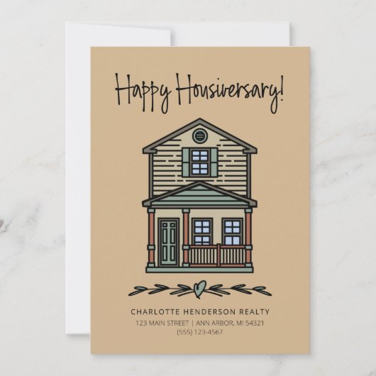 Happy Housiversary Client Zuhause Anniversary Tan Karte (Vorderseite)