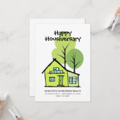 Happy Housiversary Modern Client Zuhause Jubiläum Karte (Vorderseite/Rückseite Beispiel)