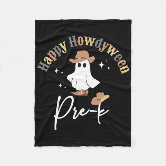 Happy Howdyween Pre-k Ghost Western Lehrer Presch Fleecedecke (Vorderseite)